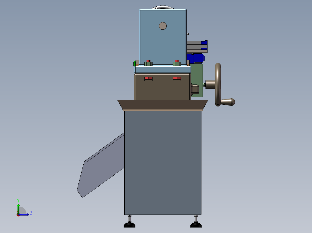 菠萝自动去皮机3d图纸 水果削皮设备3d图纸 菠萝削皮机三维模型左视图
