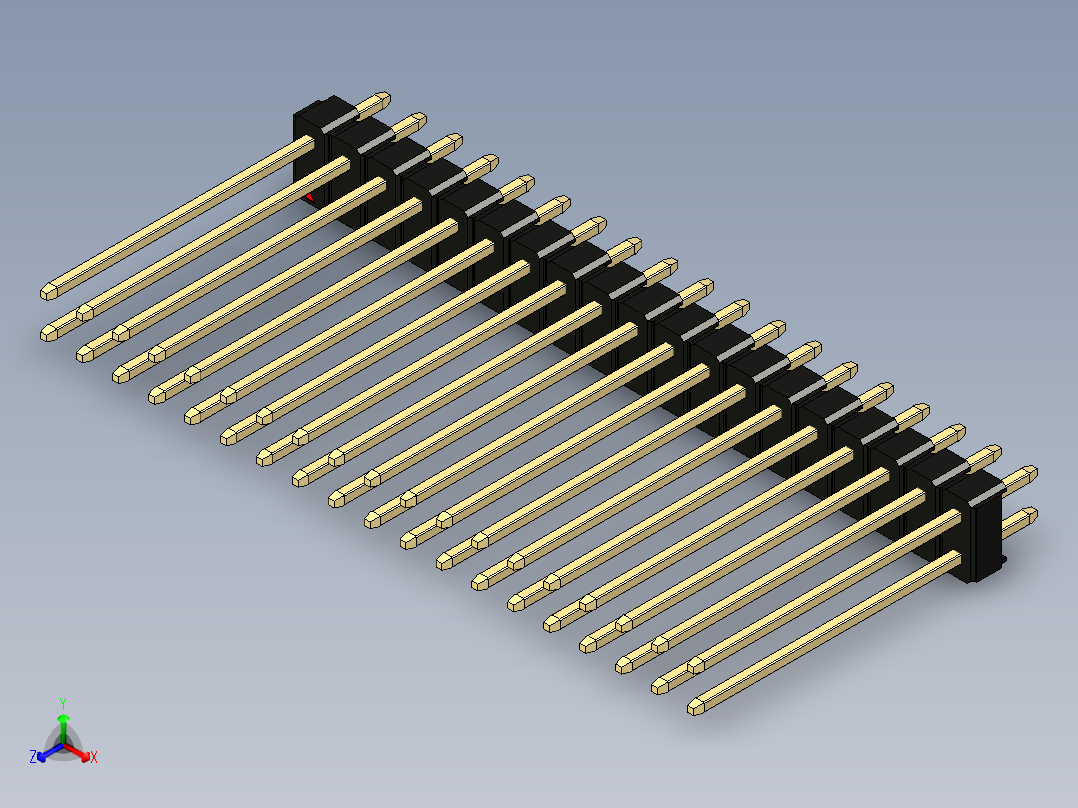 彩色公头100mil（2.54mm）系列-DS1021_black_2x19p_100mil_Type19_rev1.0主视图