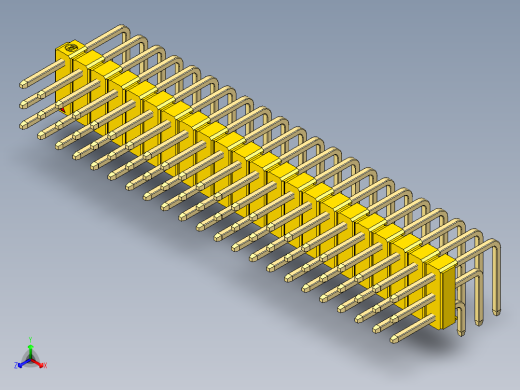 彩色公排针 100mil 2.54mm 系列-DS1022_yellow_3x22p_100mil_TypeD_rev1.0