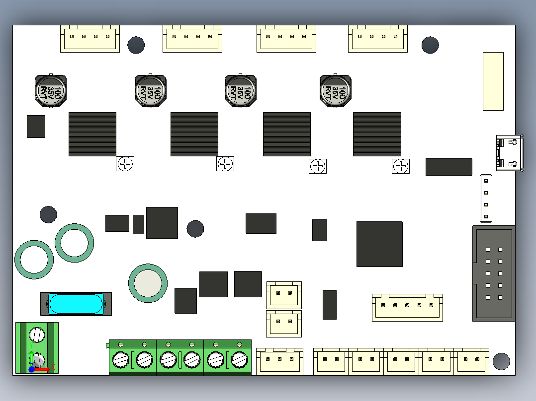 Creality Ender6 开发板PCB板完整模型前视图