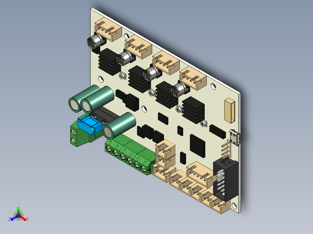 Creality Ender6 开发板PCB板完整模型正等轴测图