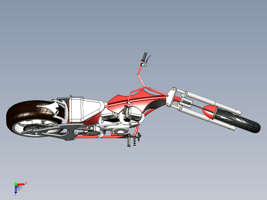 摩托车occ-solidworks-bike-SolidWorks2013-stp-igs俯视图