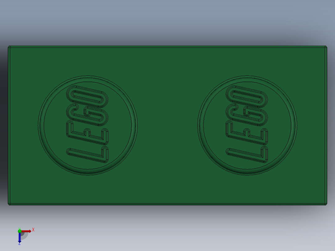 乐高套装 4421基本积木-41077736 - 3004 Dark Green Brick 1 x 2.SLDPRT俯视图