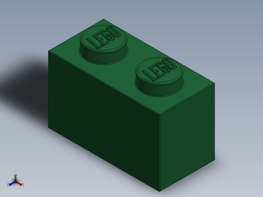 乐高套装 4421基本积木-41077736 - 3004 Dark Green Brick 1 x 2.SLDPRT正等轴测缩略图