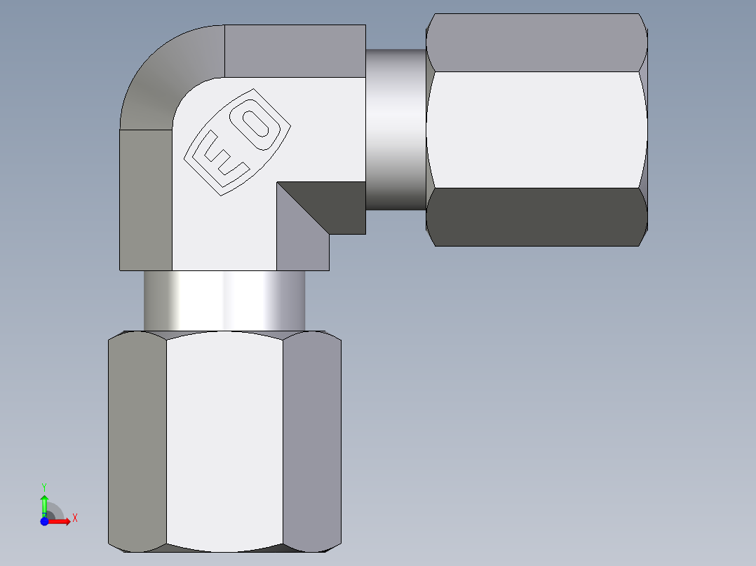 卡套式工业通用硬管接头EO_Union_elbow_W04LL71前视图
