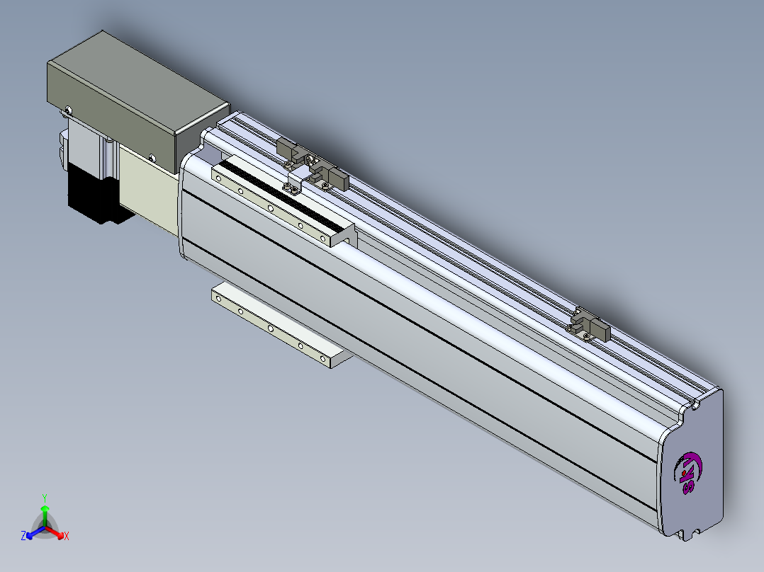 同步带滑台-半封闭B13H-L45-S300-R-P40-D3正等轴测图
