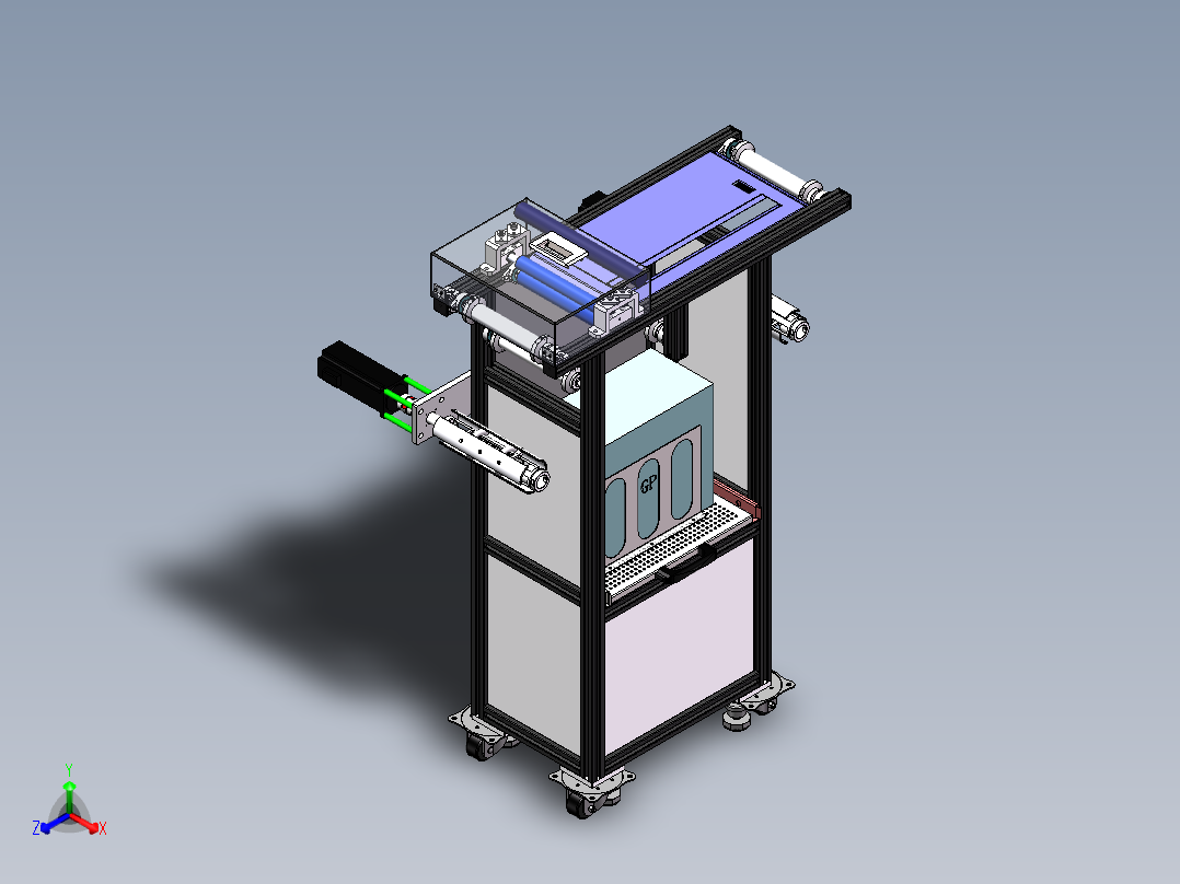 自动分膜机（sw18可编辑+工程图+bom）正等轴测图