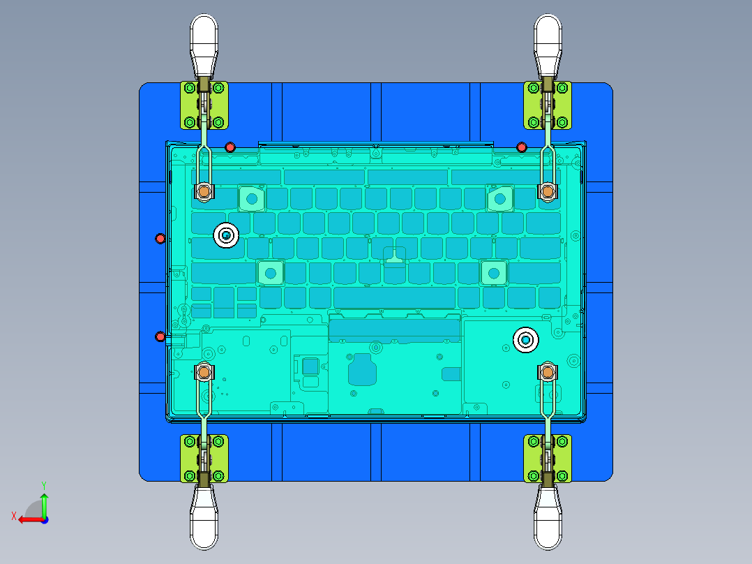 电脑键盘外壳外长宽尺寸检测检具后视图