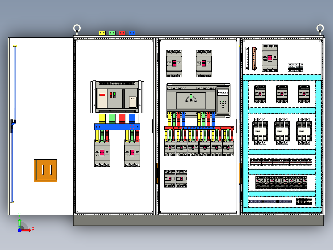 三柜万能断路器双电源120A交流接触器控制柜 55316前视图