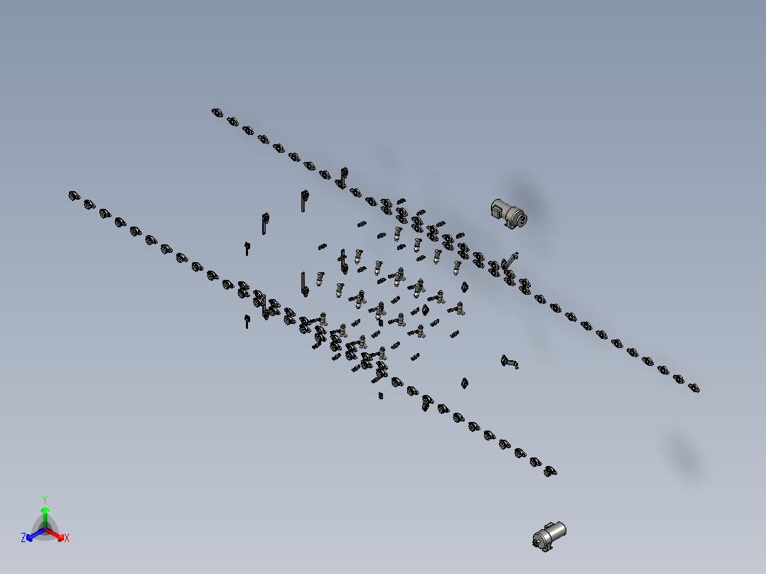 钢板喷砂生产线正等轴测图