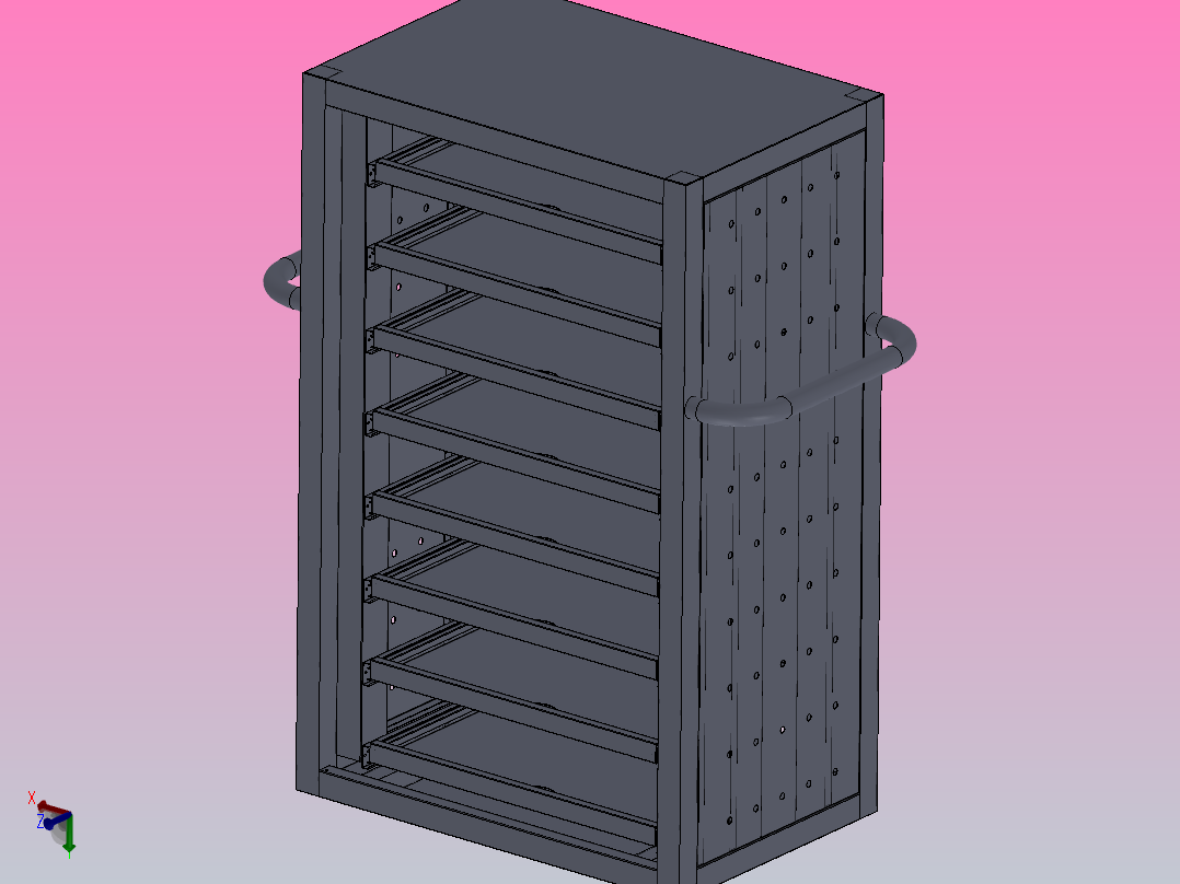 八抽笔记本电脑充电柜主视图