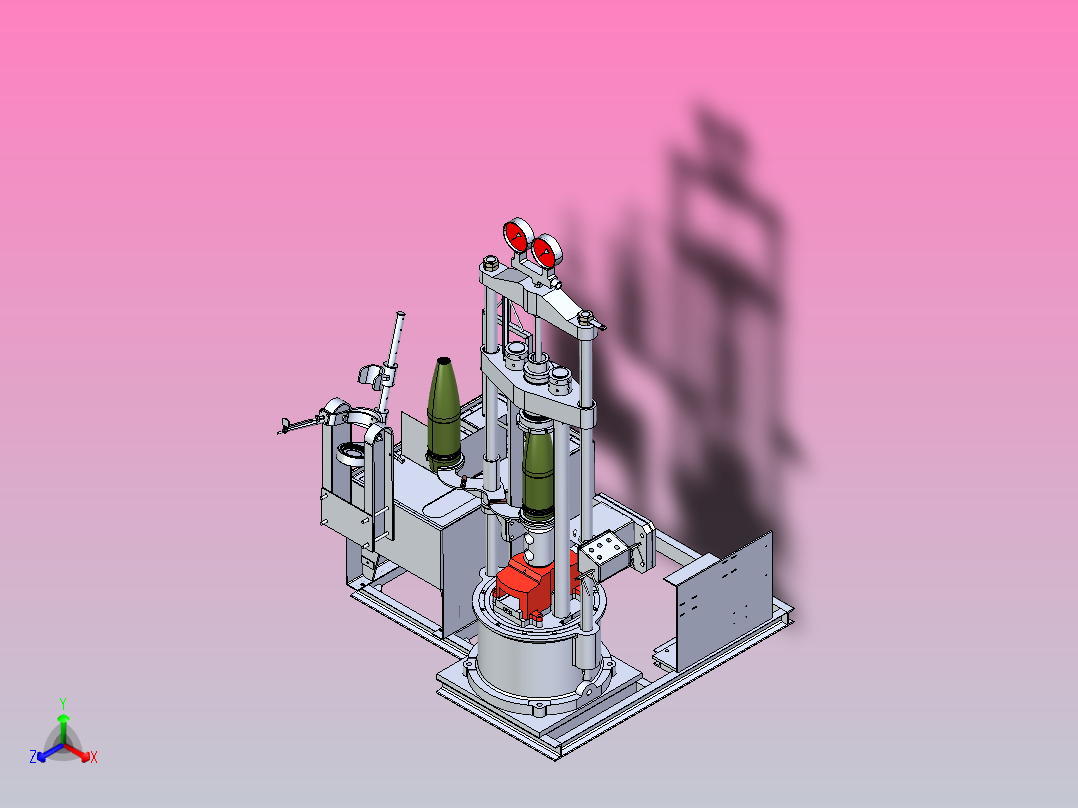 火炮弹体静水压力测试台正等轴测图