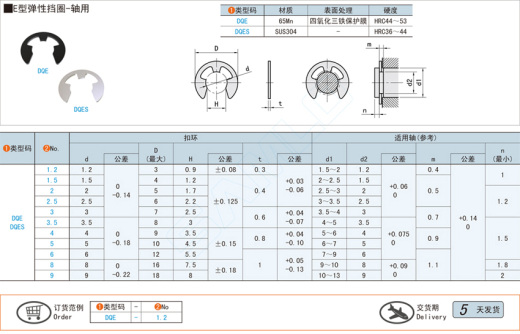 E型轴用弹性挡圈@DQE DQES缩略图