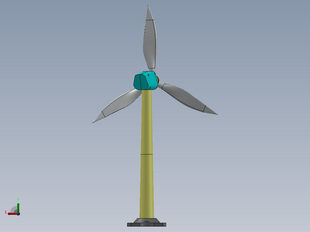 solidworks中的风力发电机后视图