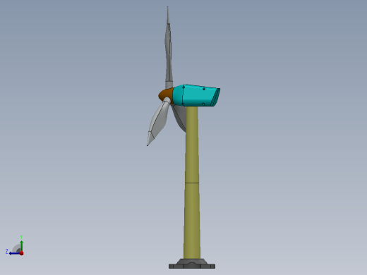 solidworks中的风力发电机右视缩略图