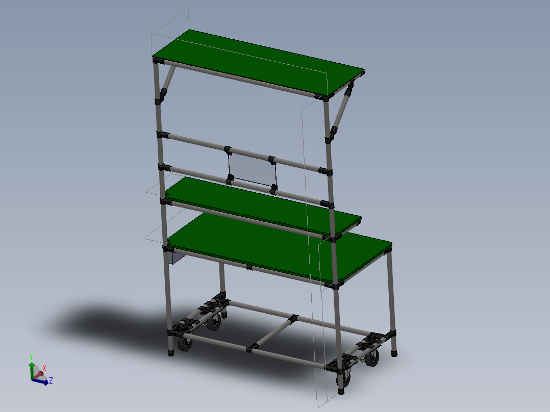 精益管工作台3d图纸车间作业工作台精益管流水线式工作台三维图纸