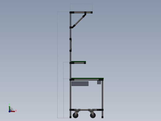 精益管工作台3d图纸车间作业工作台精益管流水线式工作台三维图纸前视缩略图