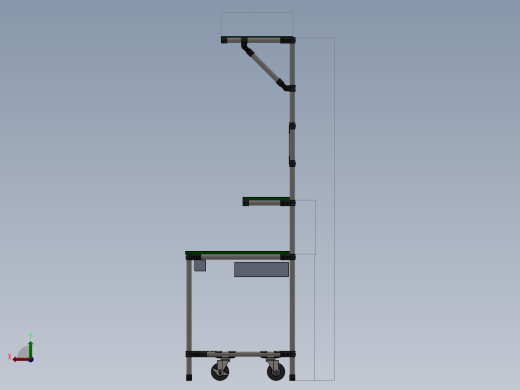 精益管工作台3d图纸车间作业工作台精益管流水线式工作台三维图纸后视缩略图