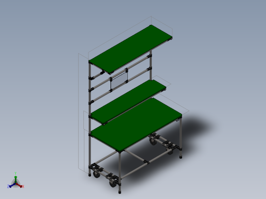 精益管工作台3d图纸车间作业工作台精益管流水线式工作台三维图纸正等轴测缩略图