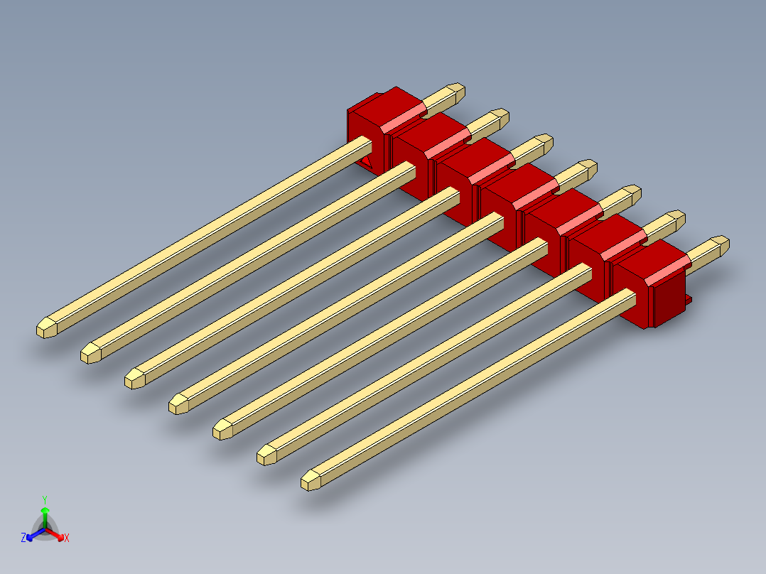 彩色公头100mil（2.54mm）系列-DS1021_red_1x07p_100mil_Type19_rev1.0主视图