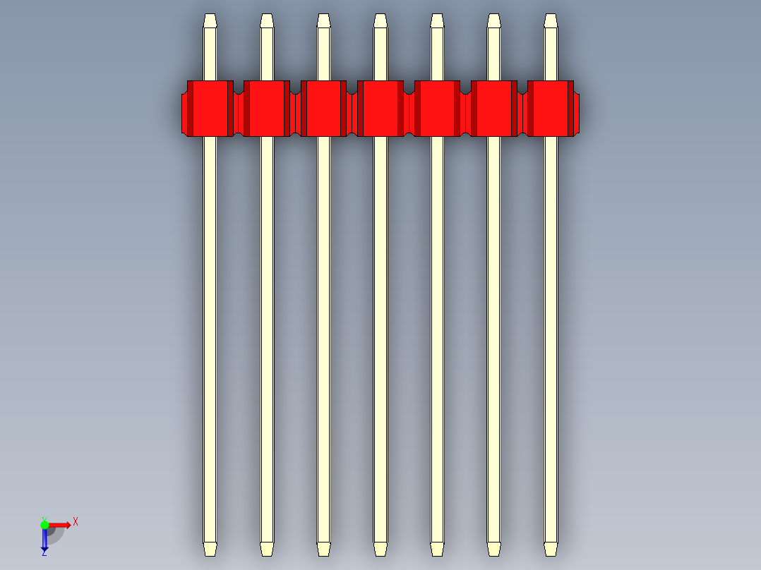 彩色公头100mil（2.54mm）系列-DS1021_red_1x07p_100mil_Type19_rev1.0俯视图