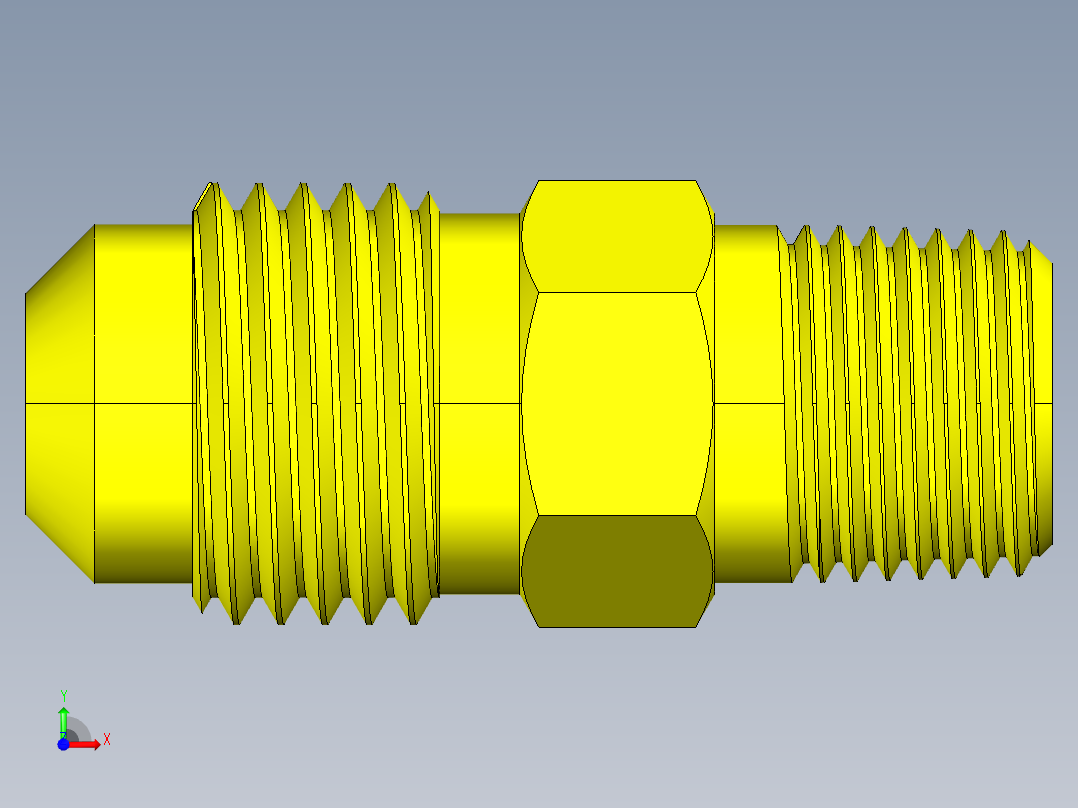 喇叭形 45D 半接头连接器-FLARE 45D 5-16 Tube OD-1-2-20 x 1-8 NPT.STEP前视图