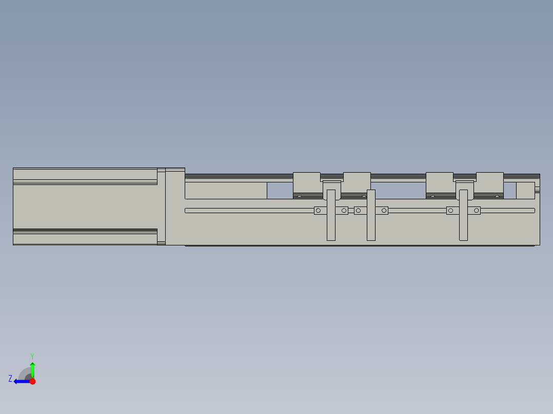 直线模组LHA6-S100-M-200W(16丝杆)设计图纸右视图