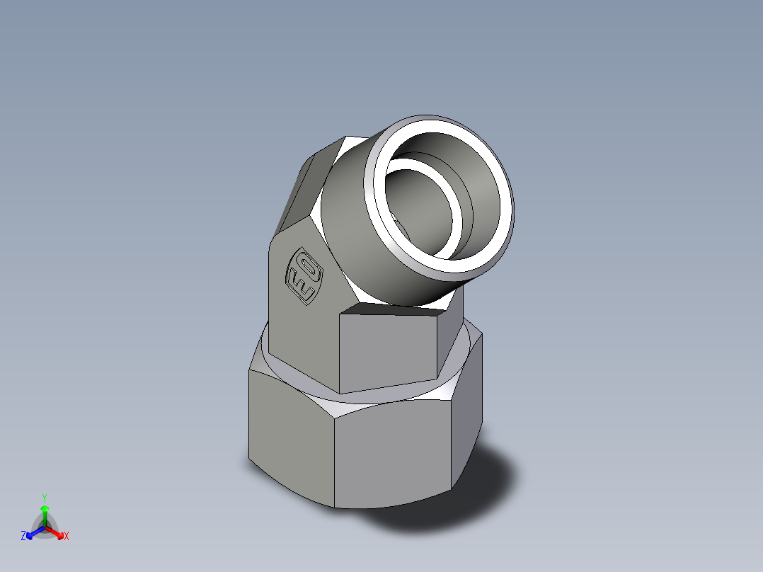 卡套式工业通用硬管接头EO_Swivel_nut_45_deg_elbow_EV20SOMD71主视图