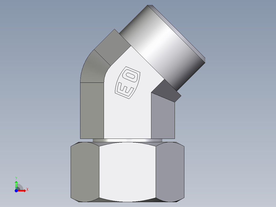 卡套式工业通用硬管接头EO_Swivel_nut_45_deg_elbow_EV20SOMD71前视图