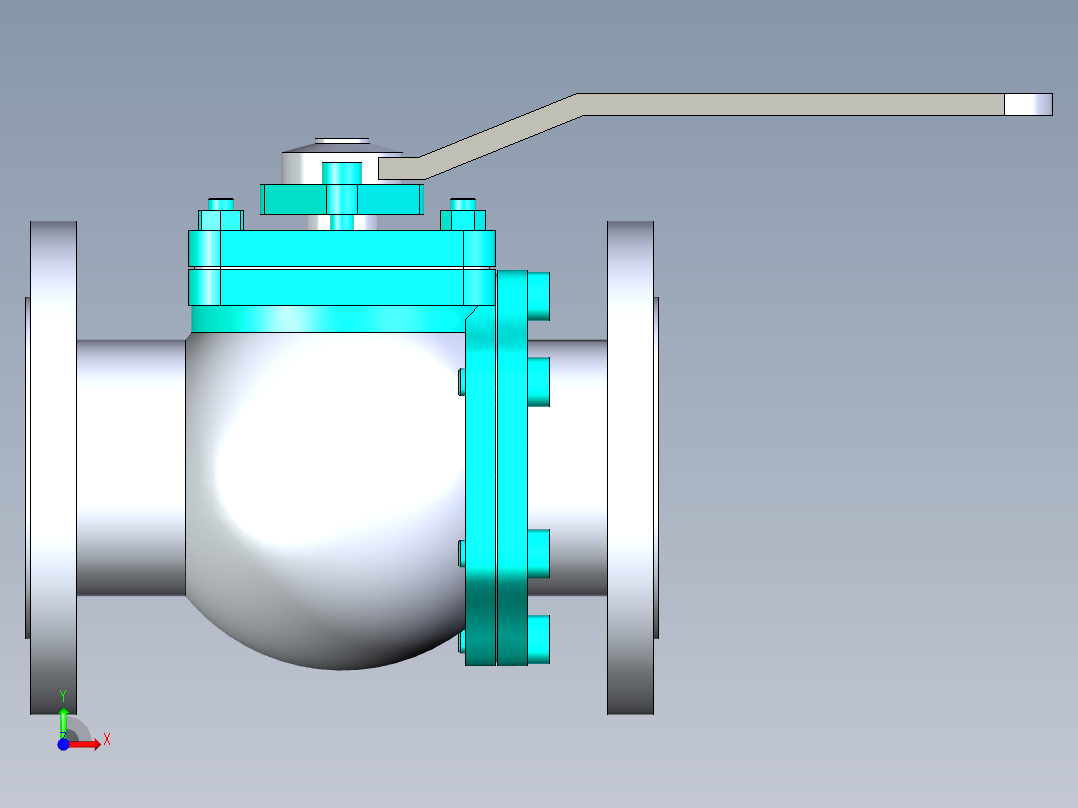 管道手动球阀-水管开关阀-手动阀门法兰连接球阀[80]前视图