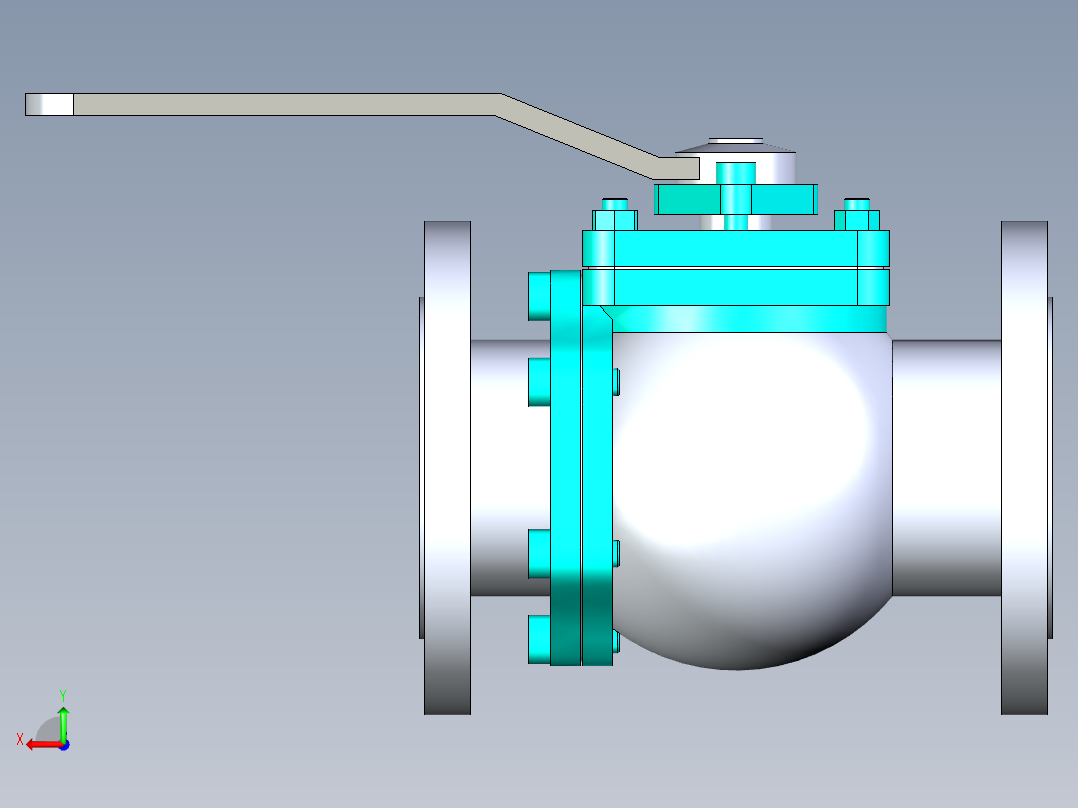 管道手动球阀-水管开关阀-手动阀门法兰连接球阀[80]后视图