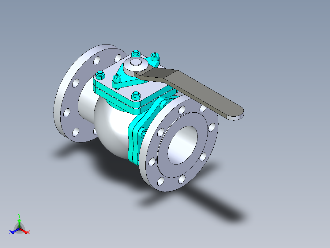 管道手动球阀-水管开关阀-手动阀门法兰连接球阀[80]正等轴测图