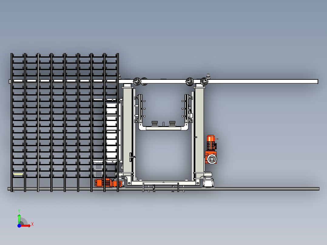立体库穿梭堆垛机前视图