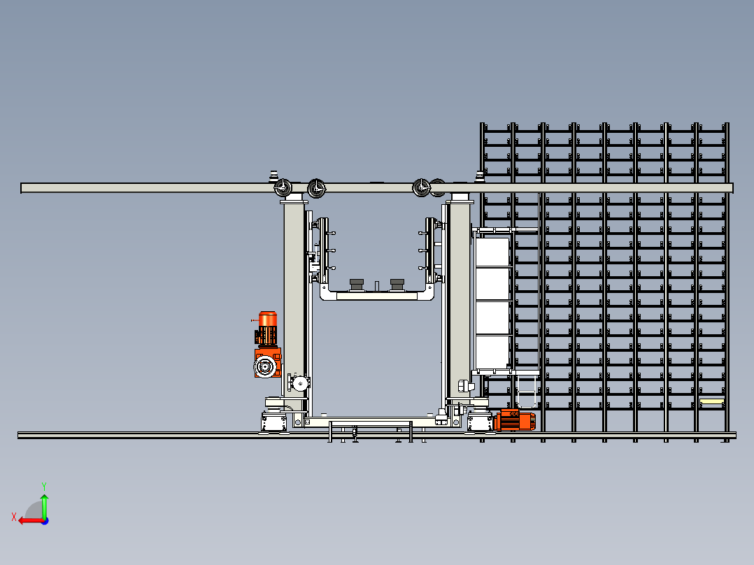 立体库穿梭堆垛机后视图