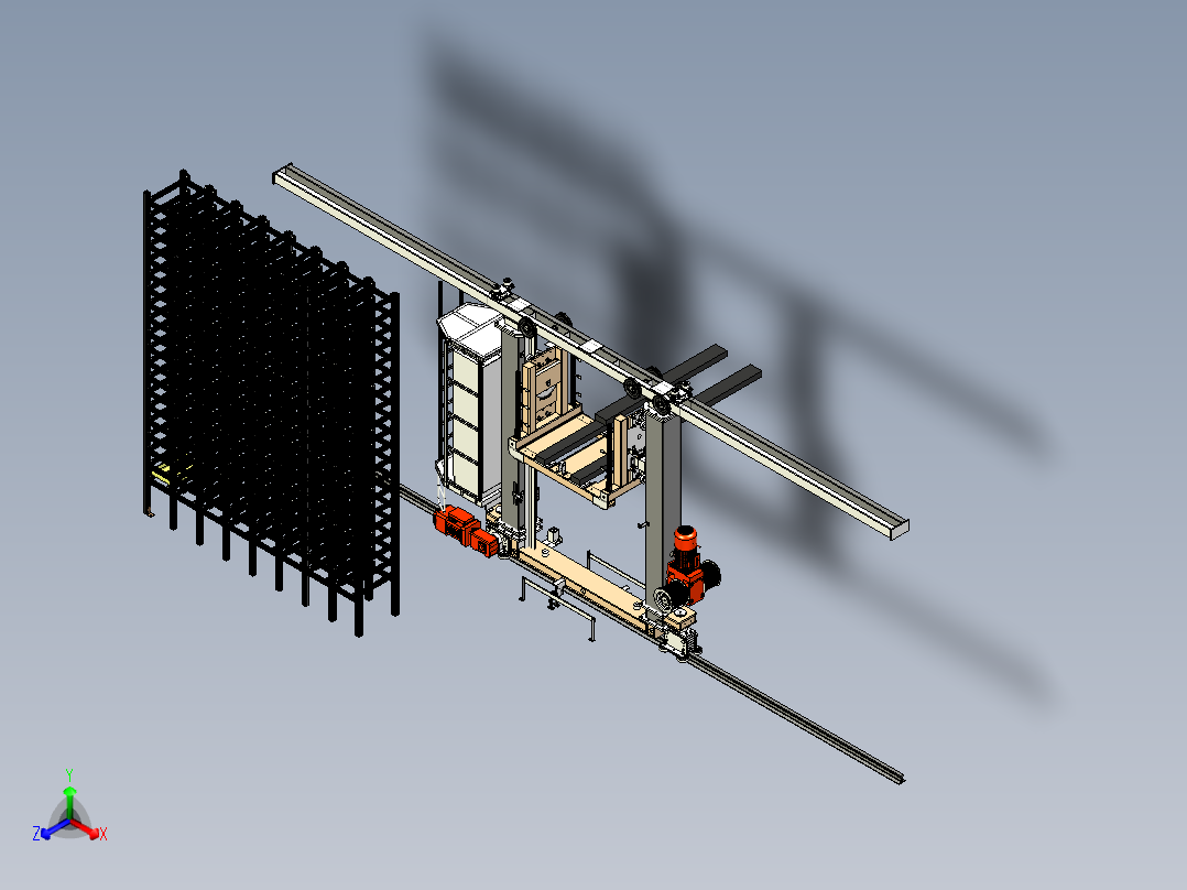 立体库穿梭堆垛机正等轴测图