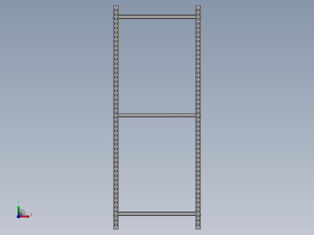 货架、两格轻型货架前视图