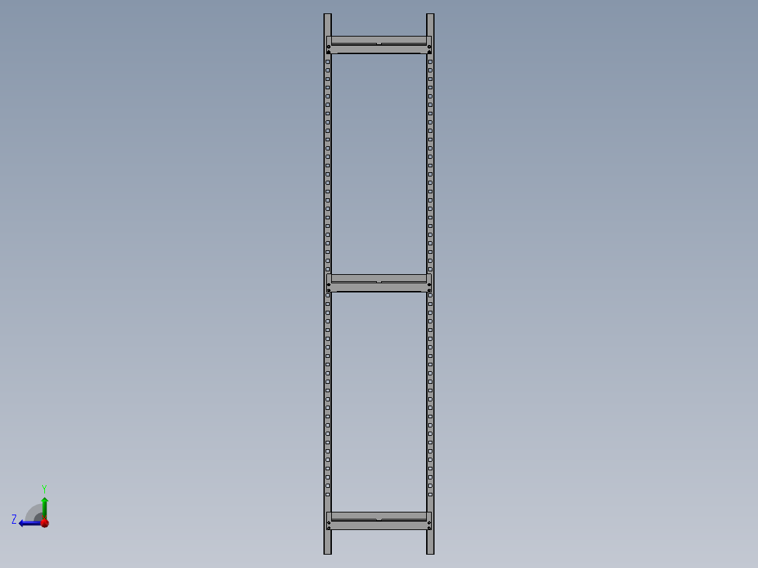 货架、两格轻型货架右视图