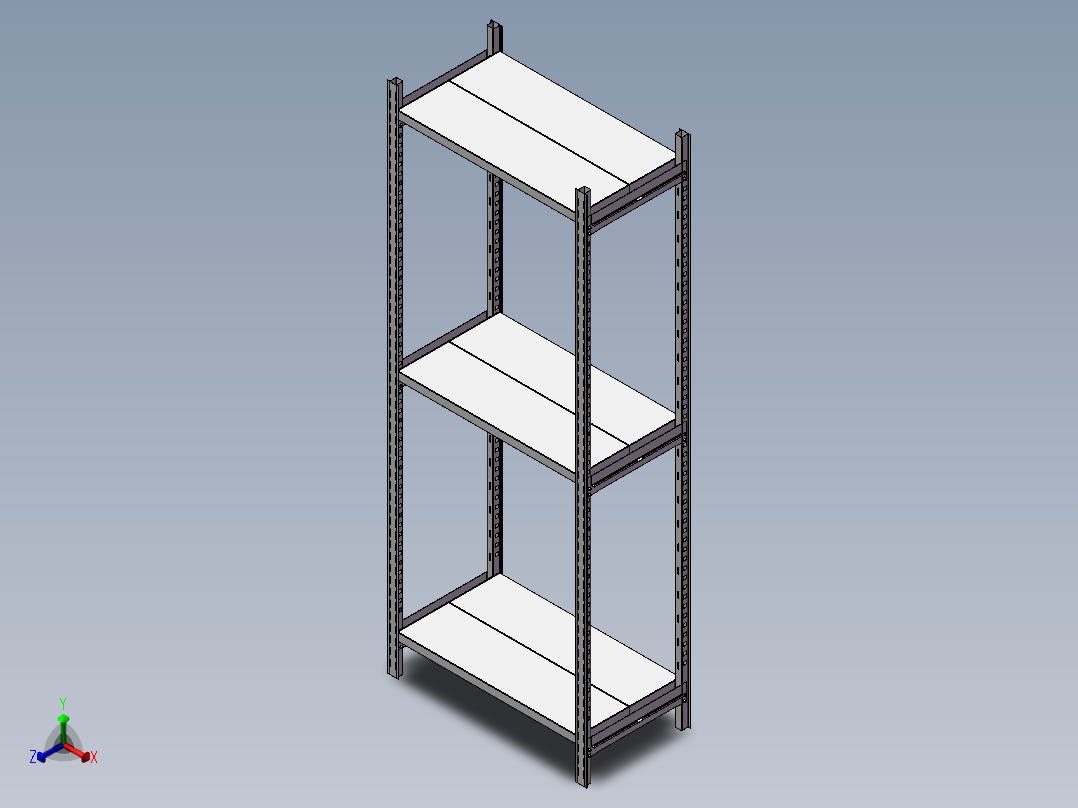 货架、两格轻型货架正等轴测图