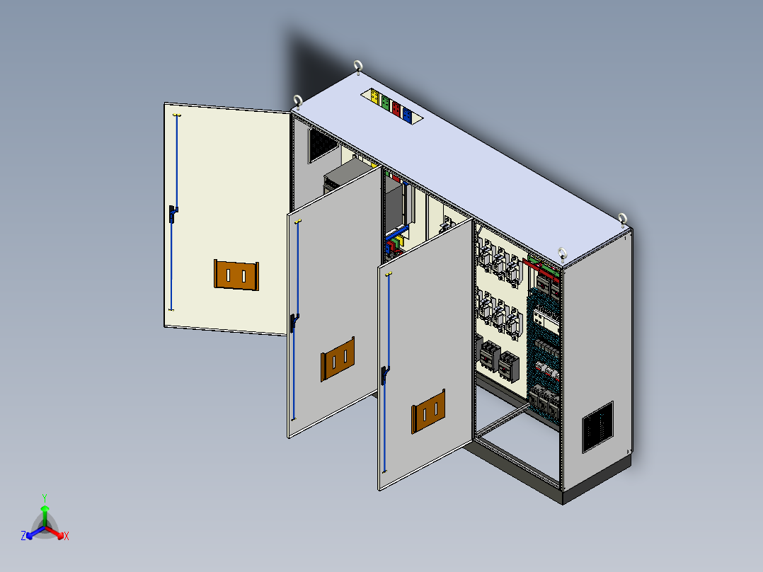 三柜组装万能断路器刀开关630Aplc控制柜 55353正等轴测图