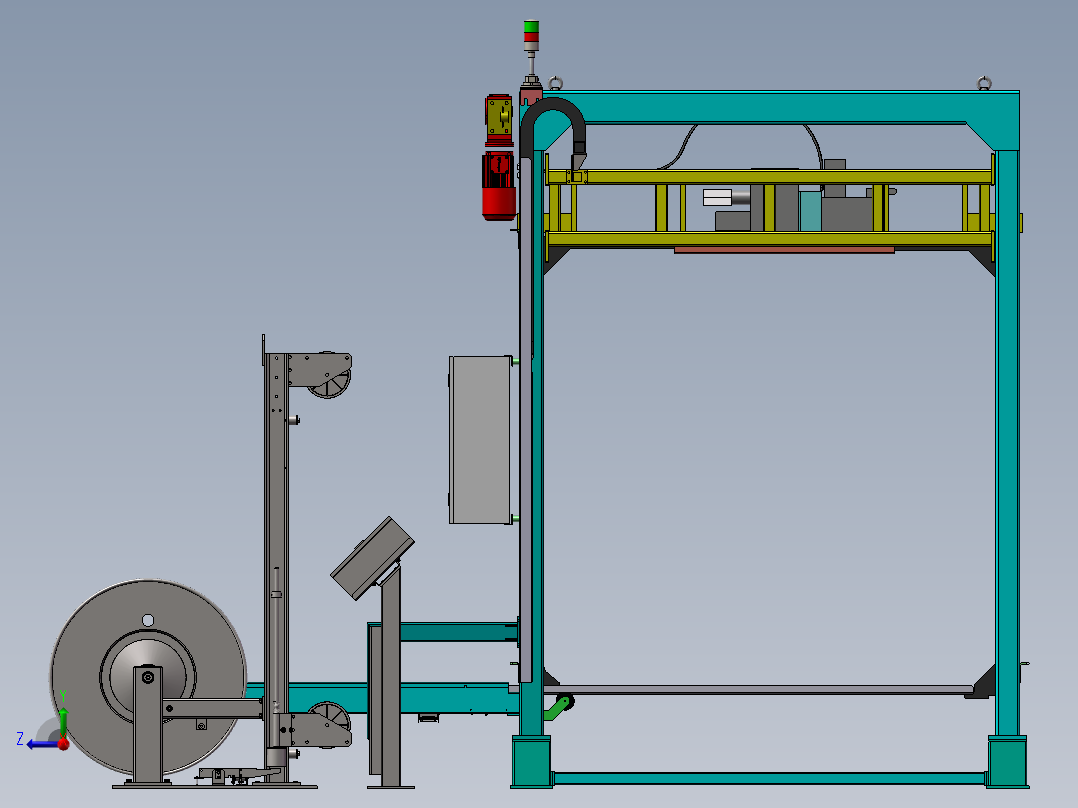 穿剑式打包机三维右视图