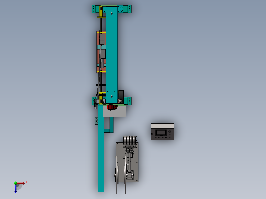 穿剑式打包机三维俯视图