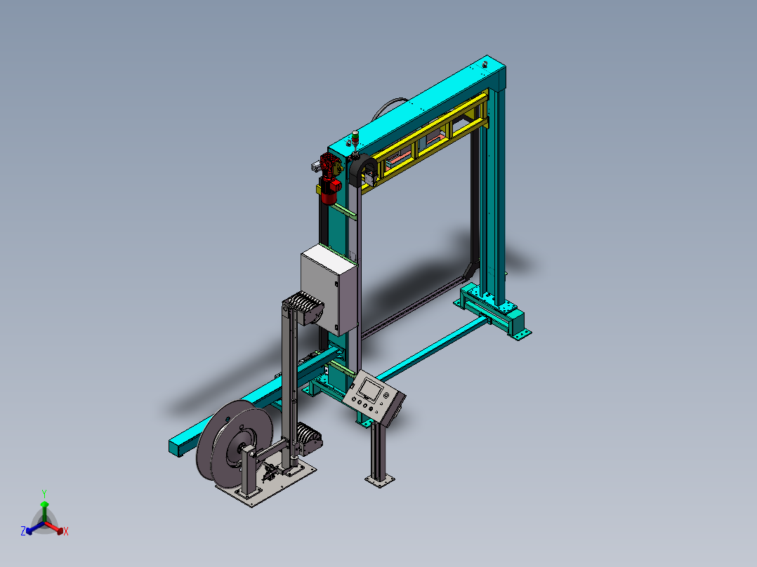 穿剑式打包机三维正等轴测图