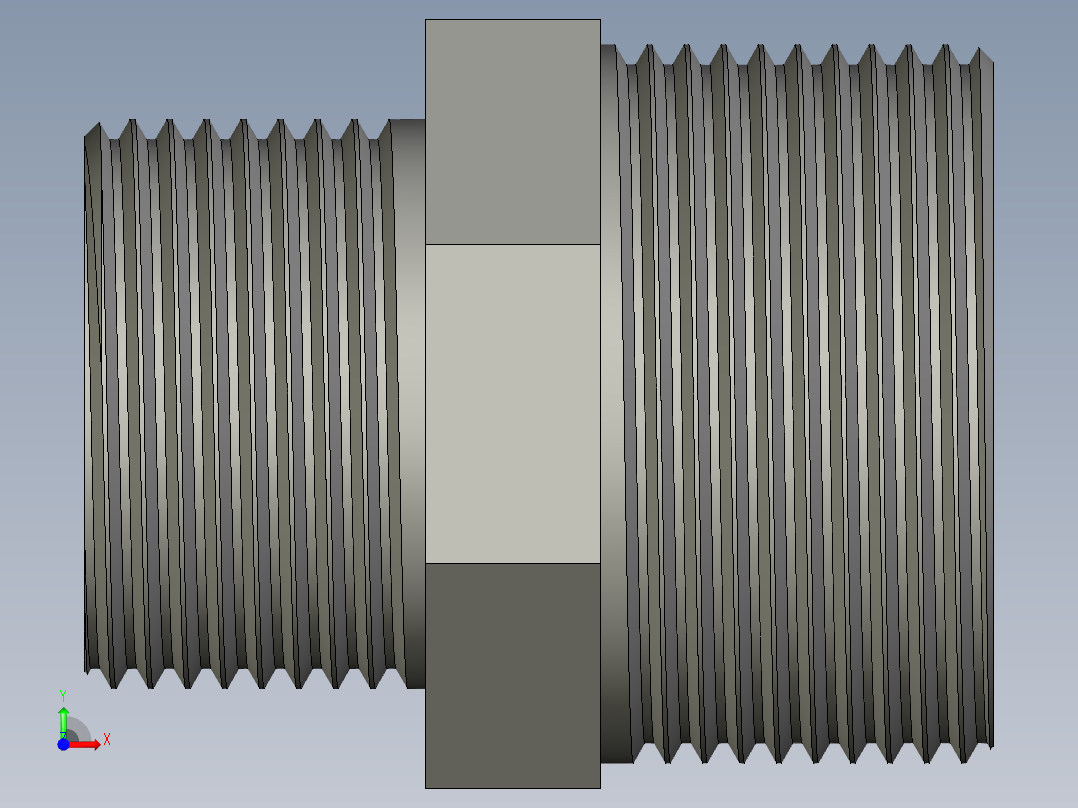 螺纹管对丝-六角异径 DN32-DN25前视图