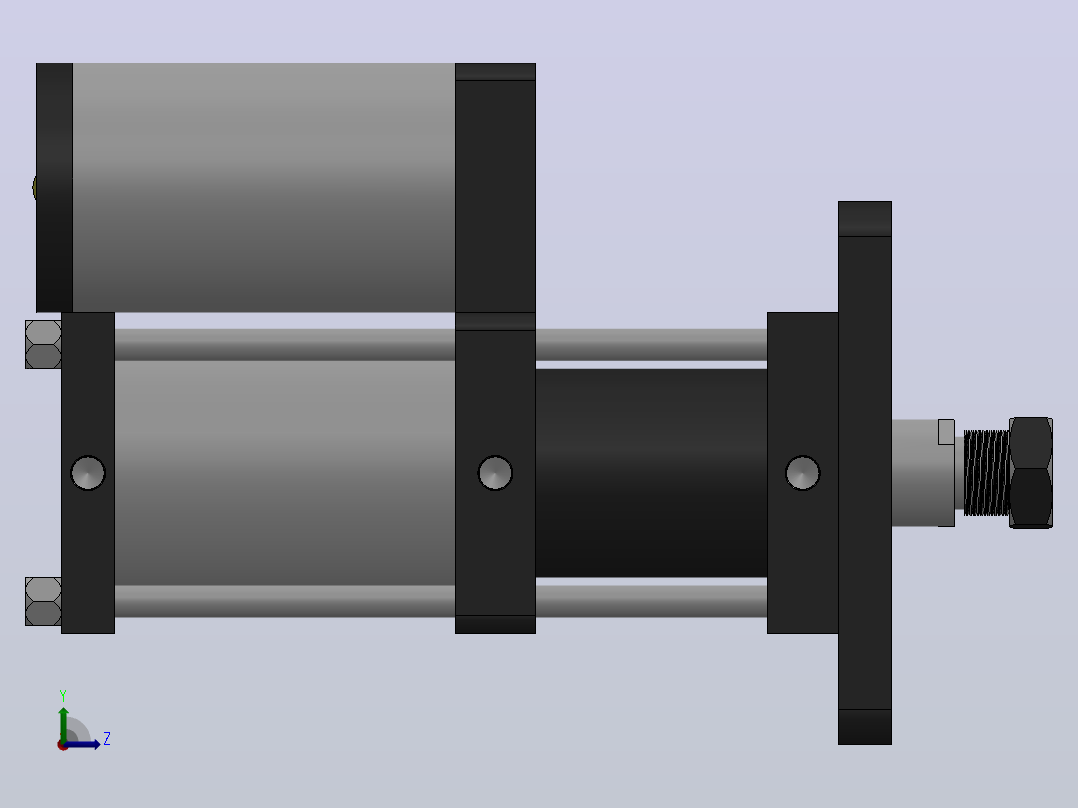 MPT-15T系列标准型[MPT-125-50-10-15T-M1-S2-0°]气压增压缸左视图