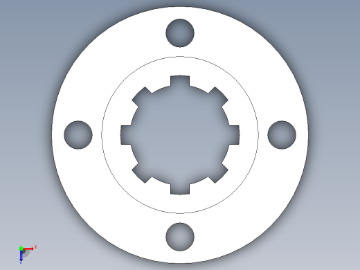花键轴用带法兰的花键毂-具有所有配置的Solidworks零件俯视缩略图