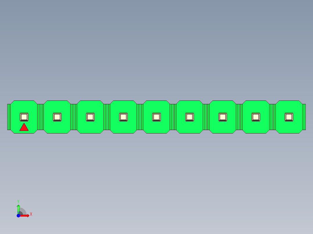 彩色公头100mil（2.54mm）系列-DS1021_green_1x09p_100mil_Type43_rev1.0前视图