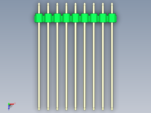 彩色公头100mil（2.54mm）系列-DS1021_green_1x09p_100mil_Type43_rev1.0俯视缩略图