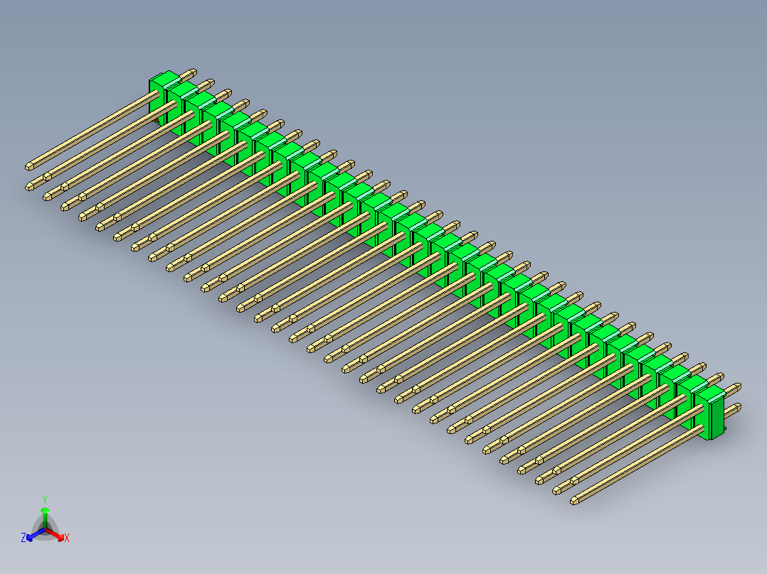 彩色公头100mil（2.54mm）系列-DS1021_green_2x32p_100mil_Type19_rev1.0主视图