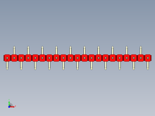 彩色公排针 100mil 2.54mm 系列-DS1022_red_21p_100mil_Type_SMT_R2_rev1.0前视缩略图