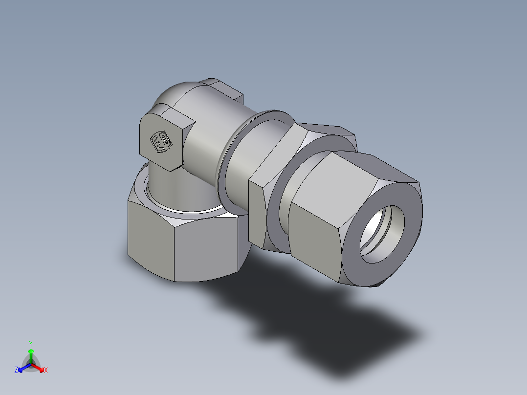 卡套式工业通用硬管接头EO_Bulkhead_elbow_WSV20ZSCF正等轴测图